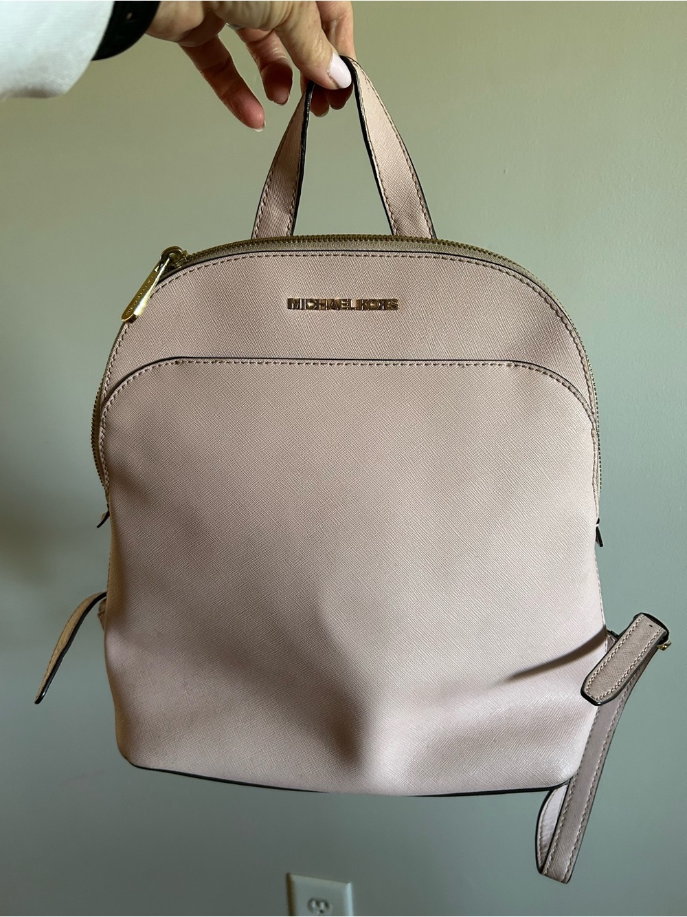 Michael Kors Pink Saffiano Leather Backpack pink